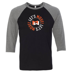 MOSSA Unisex LET'S MOVE! Ring Icon 3/4 Sleeve Baseball Tee