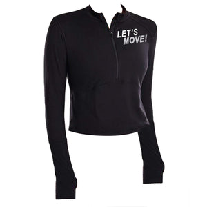 MOSSA Women's LET'S MOVE! STKWG Half-Zip Long Sleeve Cropped Pullover